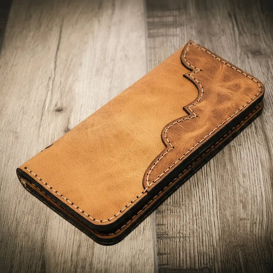 Handmade Full-Grain Leather Long Wallet for Men — Western Long Wallet