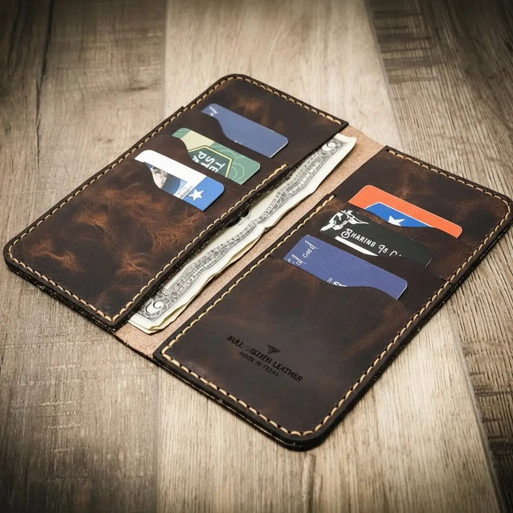 Handmade Full-Grain Leather Long Wallet for Men — Western Long Wallet