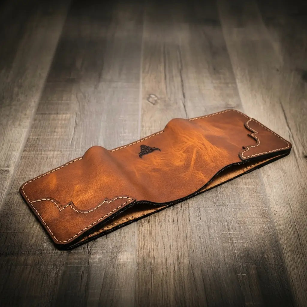 Handmade Full-Grain Leather Trifold Wallet for Men — Western Trifold Wallet