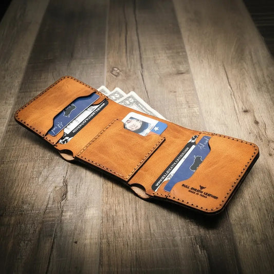 Handmade Full-Grain Leather Trifold Wallet for Men — Western Trifold Wallet