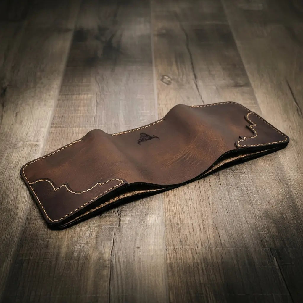 Handmade Full-Grain Leather Trifold Wallet for Men — Western Trifold Wallet