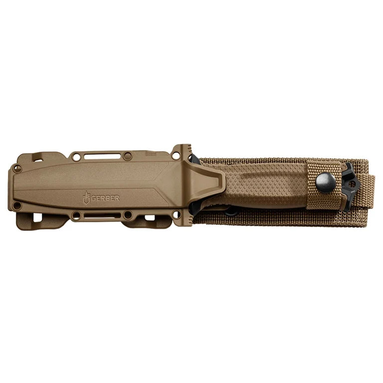Gerber StrongArm Fixed Blade Knife – Serrated, Coyote with MOLLE Sheath