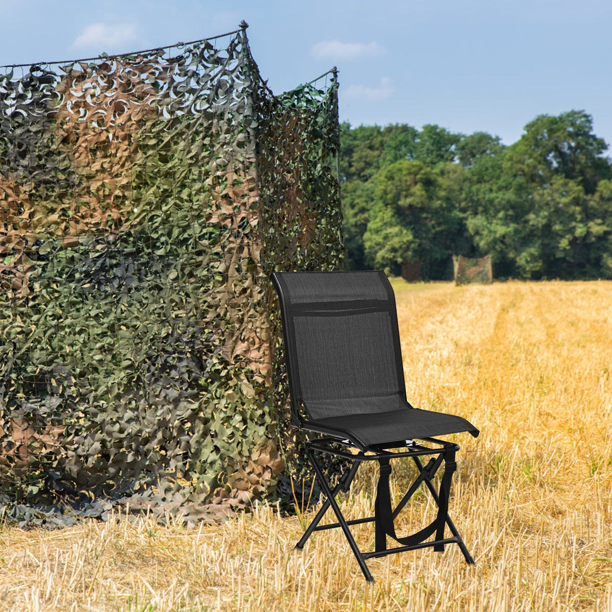 360° Swivel Hunting Chair – Foldable All-Terrain Mesh Seat