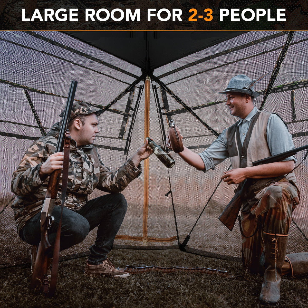 360° See-Through Ground Hunting Blind – 4 Panel Camo Blind