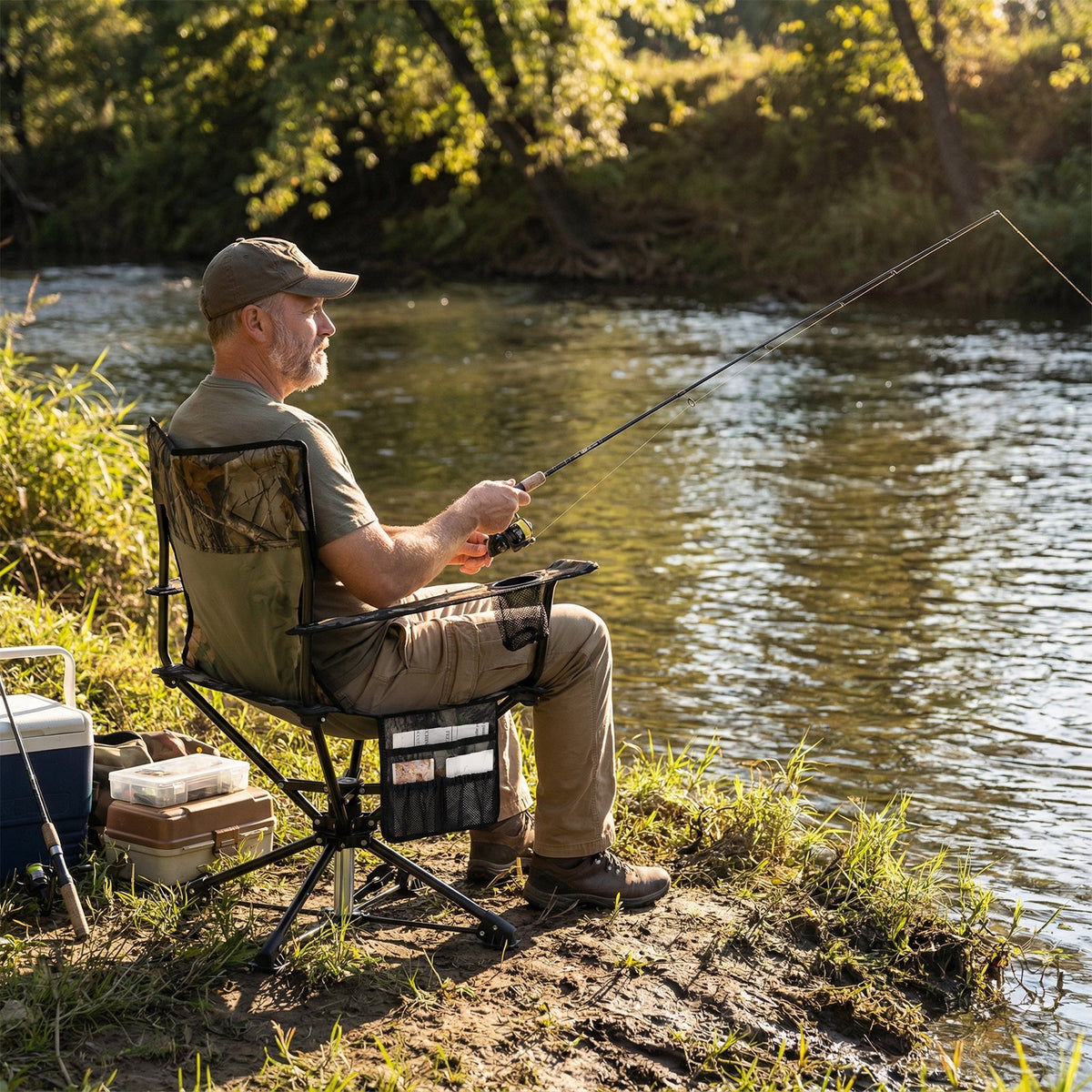 360° Swivel Hunting Chair – Portable Foldable Camo Chair