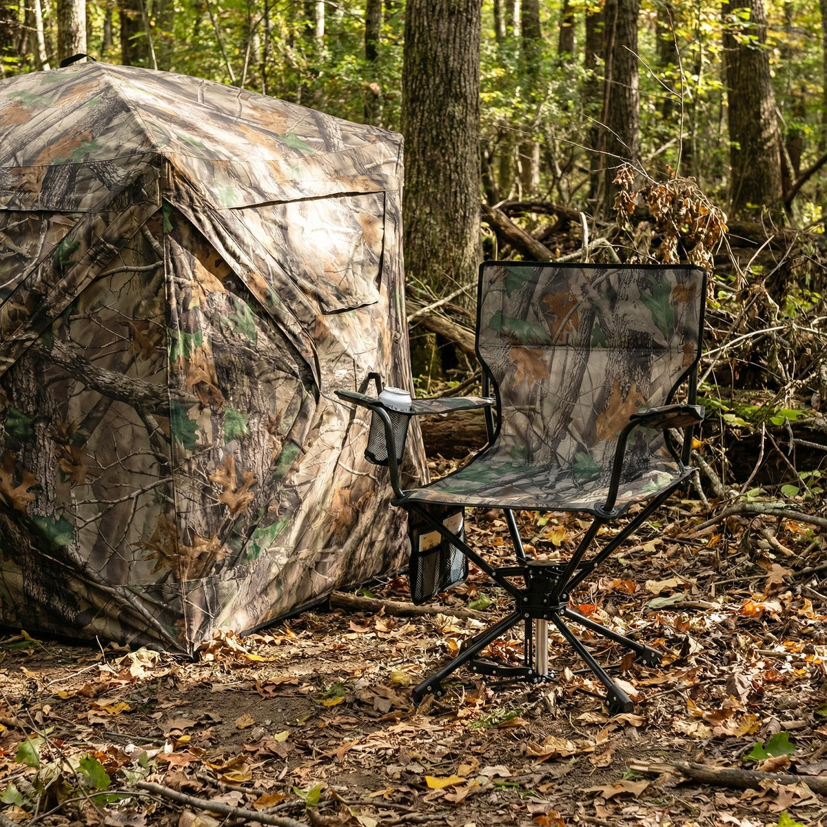 360° Swivel Hunting Chair – Portable Foldable Camo Chair