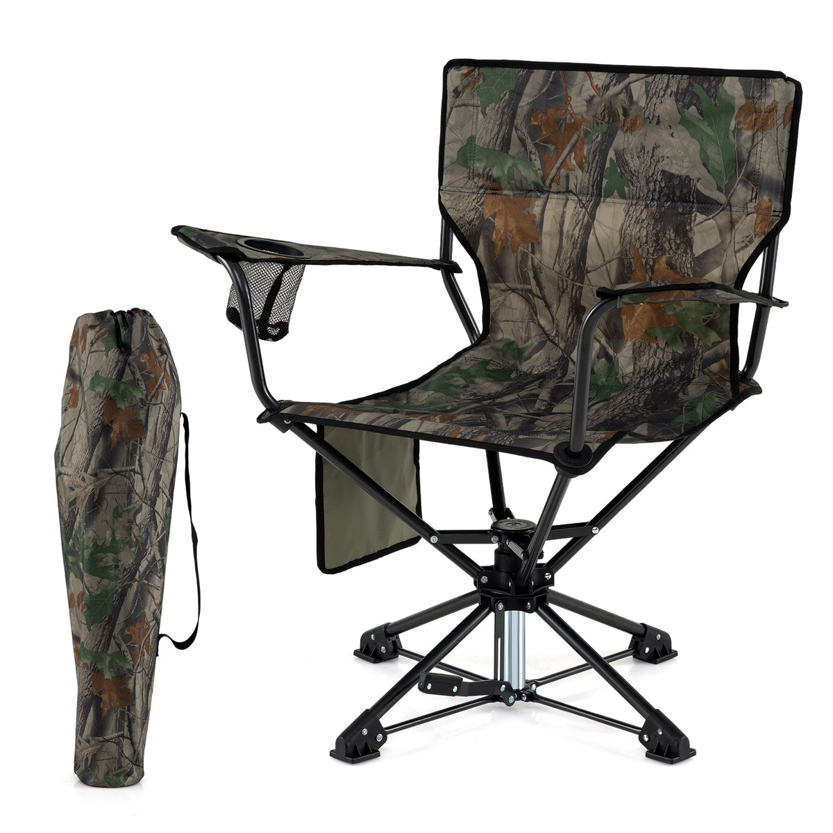 360° Swivel Hunting Chair – Portable Foldable Camo Chair