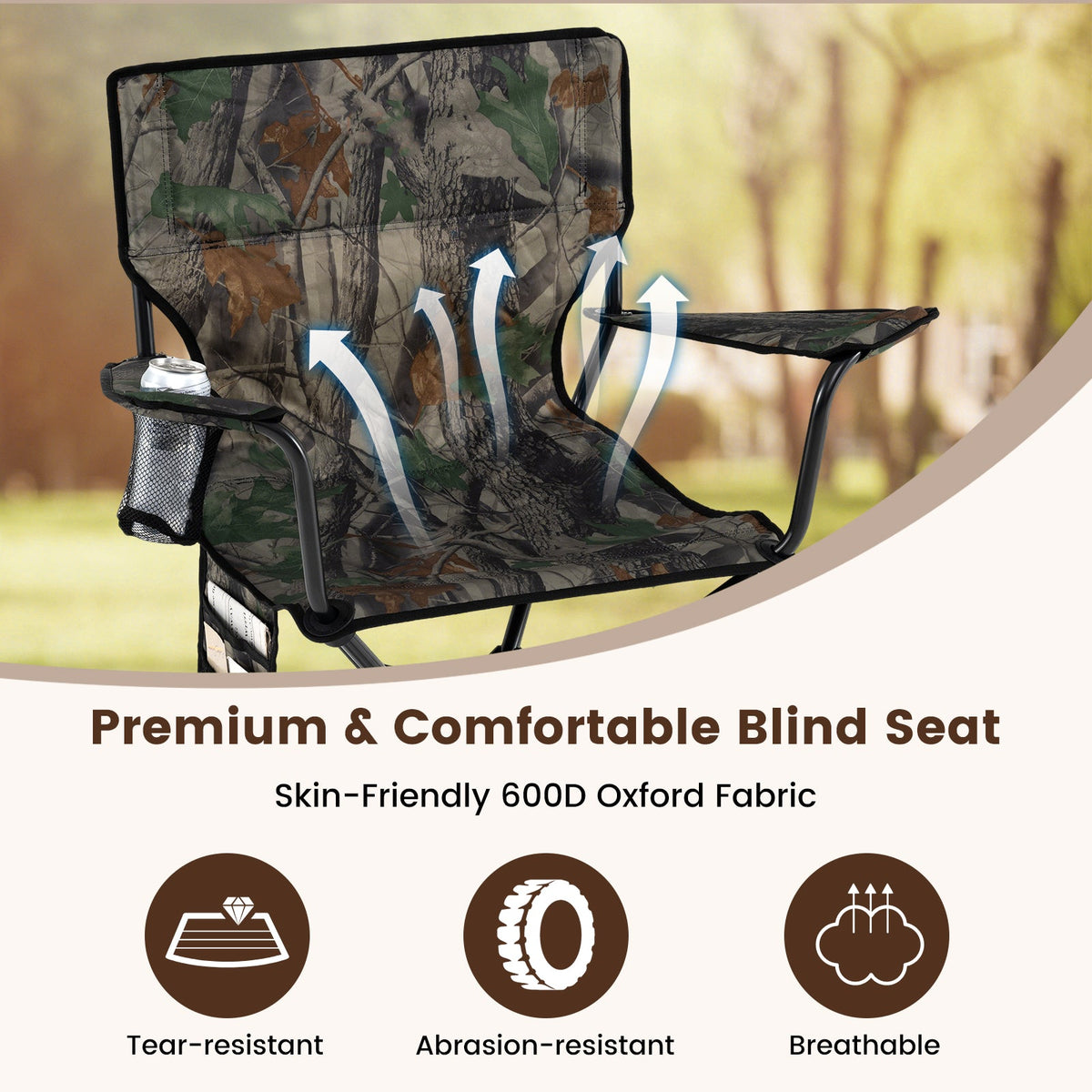 360° Swivel Hunting Chair – Portable Foldable Camo Chair