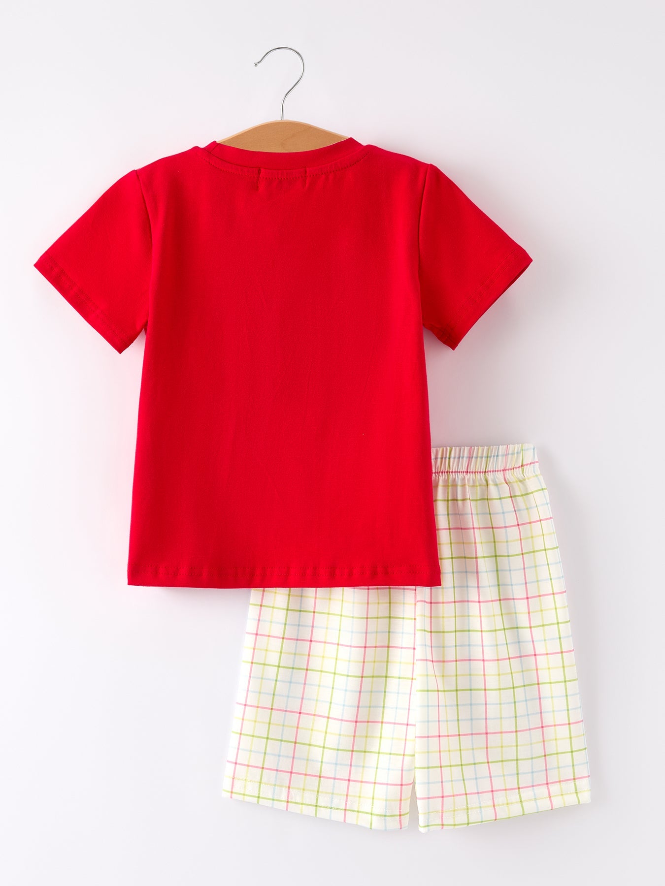 Back to School Pencil Smock Embroidered Plaid Set