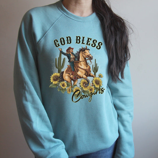 God Bless Cowgirls Crewneck Sweatshirt by Bourbon Cowgirl