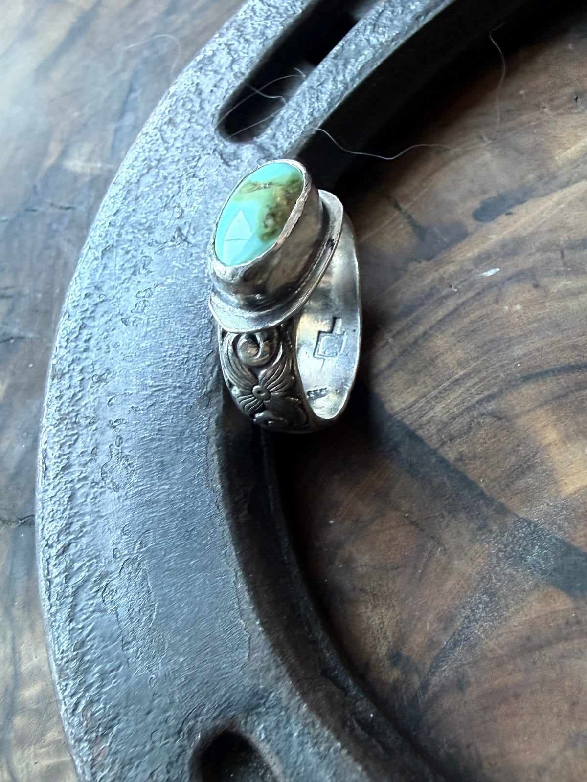 Sonoran Turquoise Patterned Silver Ring by Bootleg Silver Co – view 8