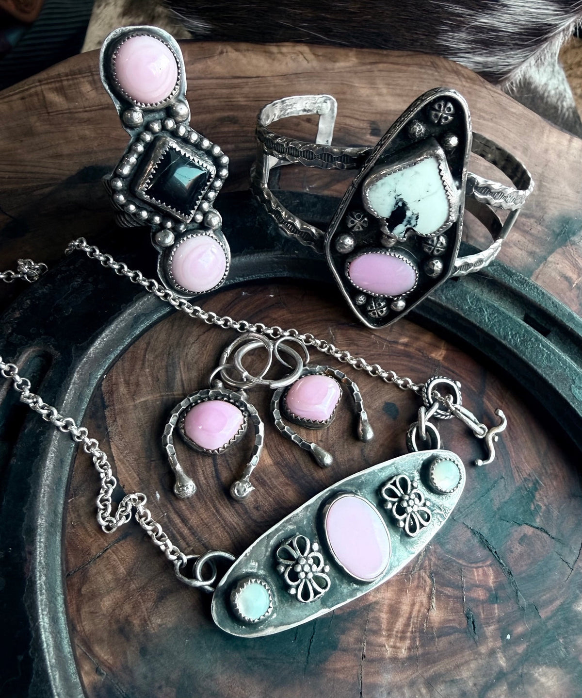 Pink Conch Collector's Suite by Bootleg Silver Co, handmade in Arizona