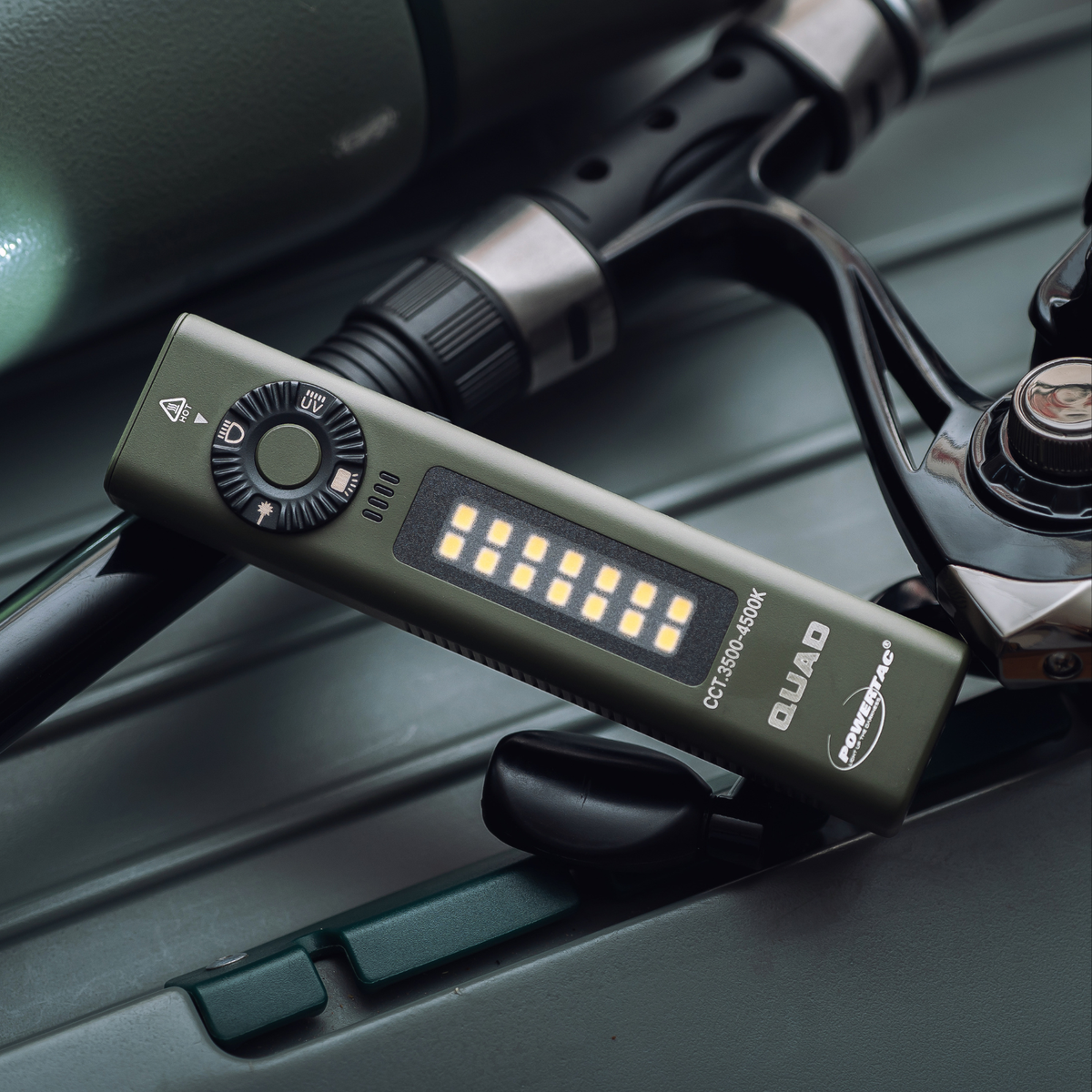 PowerTac QUAD 2000 Lumen 4-in-1 EDC Flashlight with UV & Green Laser