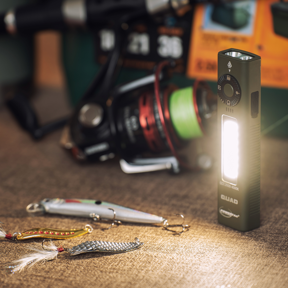 PowerTac QUAD 2000 Lumen 4-in-1 EDC Flashlight with UV & Green Laser