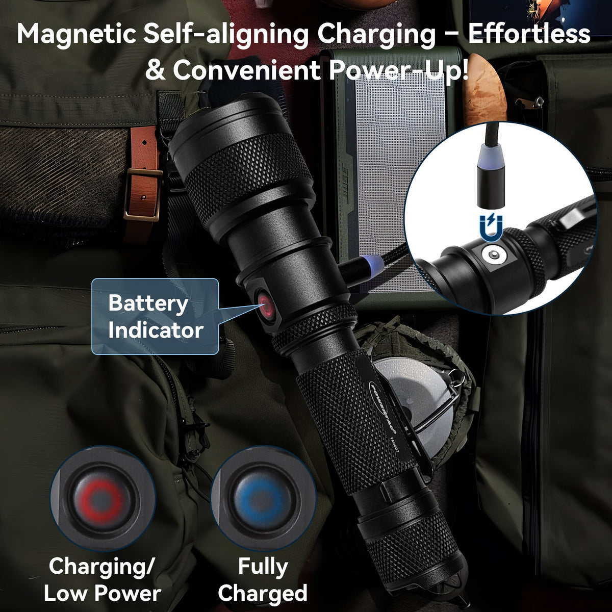 PowerTac FlexBeam 1200 Lumen Zoomable Hunting Flashlight – 700M Range
