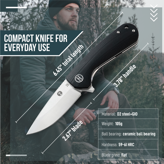The Peasant Folding Pocket Knife Giftset for Men and Women (Silver and Black)
