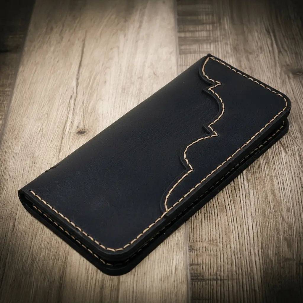 Handmade Full-Grain Leather Long Wallet for Men — Western Long Wallet