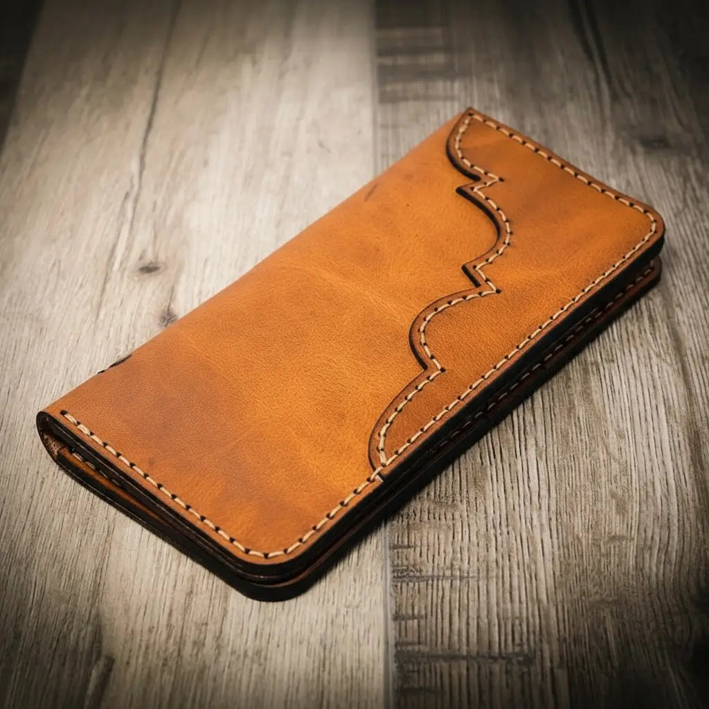 Handmade Full-Grain Leather Long Wallet for Men — Western Long Wallet