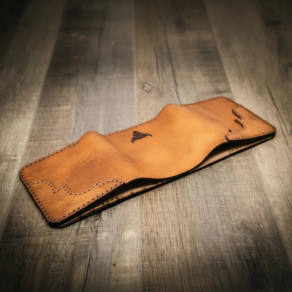 Handmade Full-Grain Leather Trifold Wallet for Men — Western Trifold Wallet