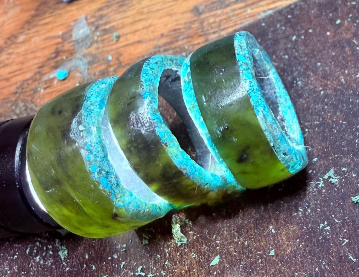 Desert Bloom | Nephrite & Arizona Gem Silica Ring or Scarf Slide | Size 5