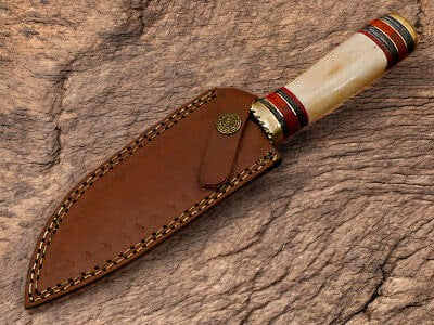 Custom Handmade Damascus Gut Hook Hunting Knife – 10.5"