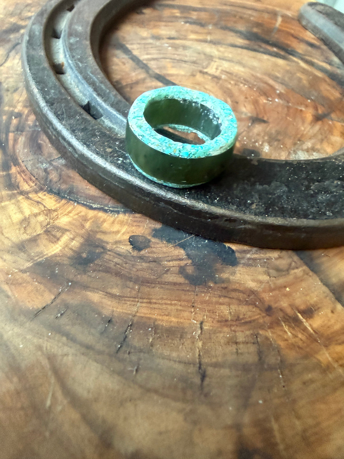 Desert Bloom | Nephrite & Arizona Gem Silica Ring or Scarf Slide | Size 5
