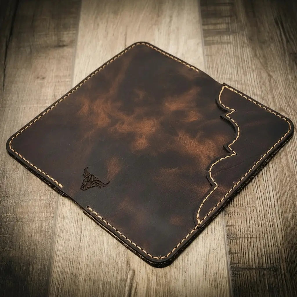 Handmade Full-Grain Leather Long Wallet for Men — Western Long Wallet