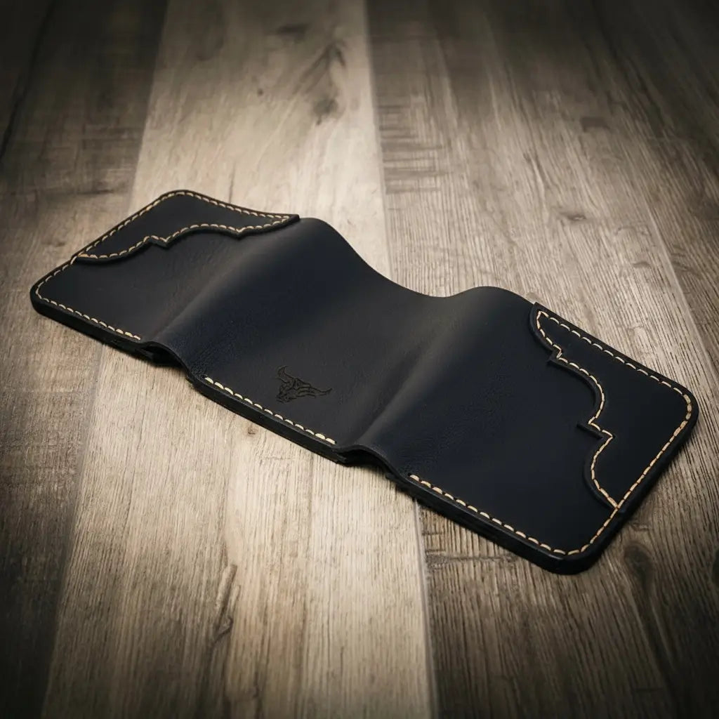 Handmade Full-Grain Leather Trifold Wallet for Men — Western Trifold Wallet
