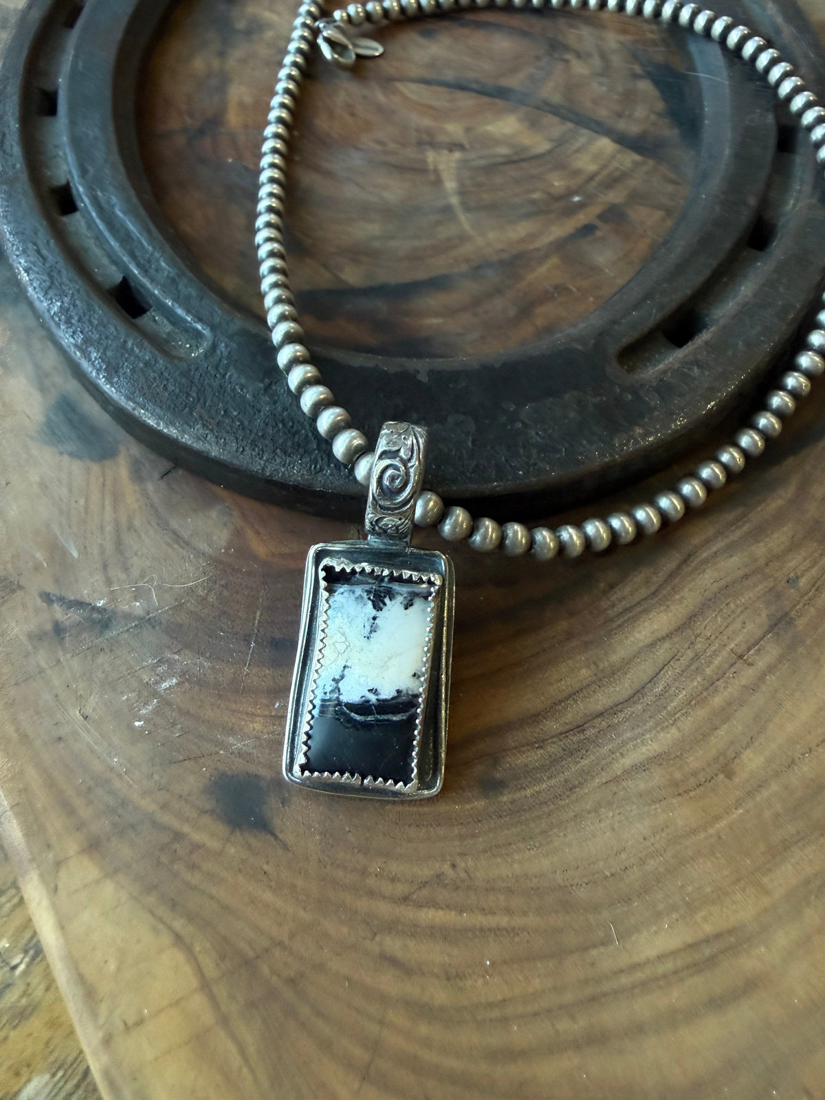 White Buffalo Rectangular Shadowbox Pendant by Bootleg Silver Co – view 5