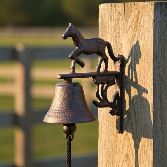 Cast Iron Horse Doorbell - Vintage Rustic Wall Bell for Home Decor, Farmhouse, or Garden