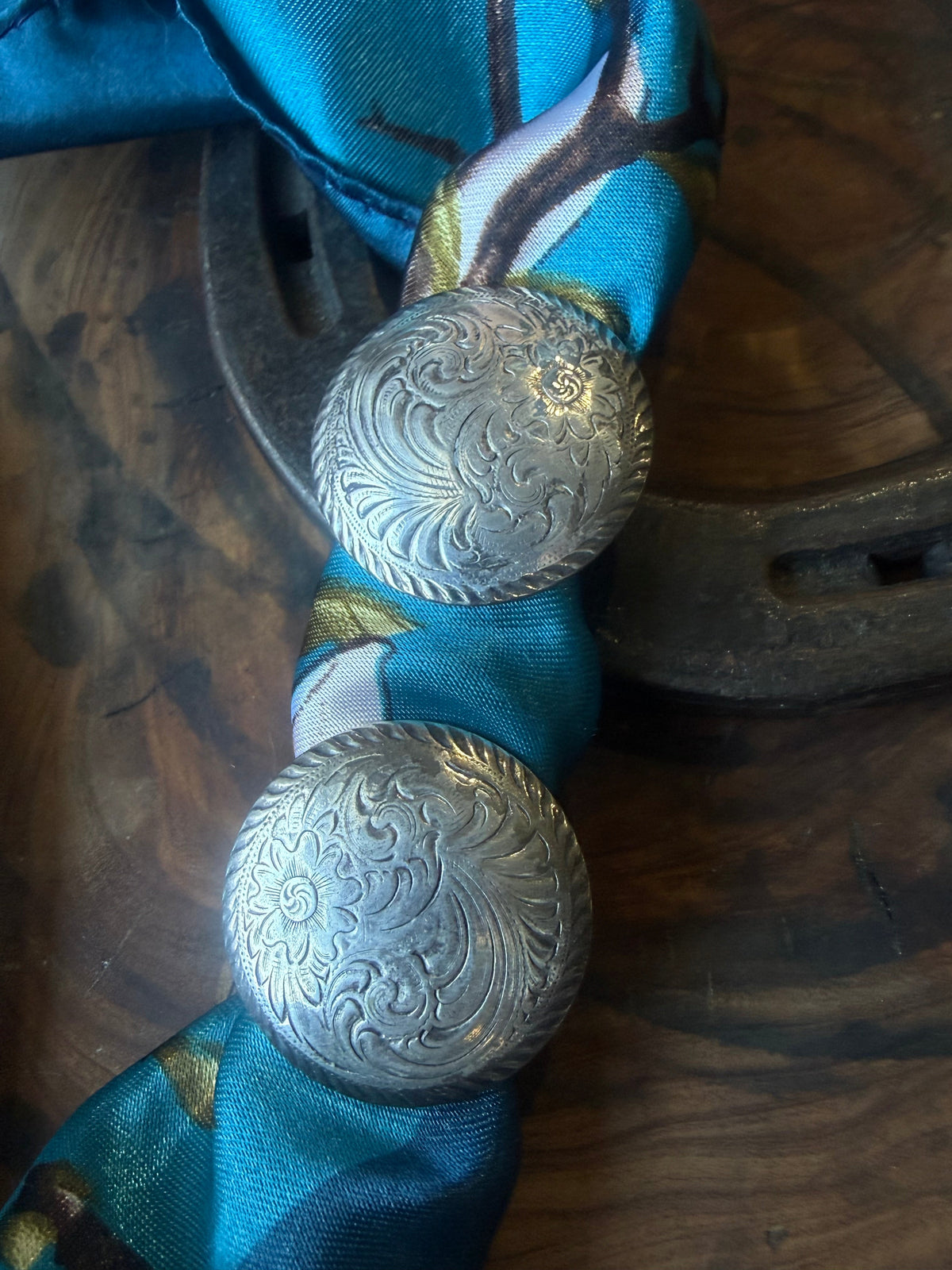 Floral Silver Scarf Slides by Bootleg Silver Co, handmade in Arizona