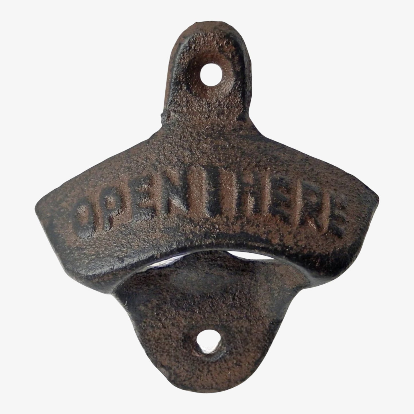 Open Here Cast Iron Bottle Opener - Vintage Rustic Wall-Mounted Bar Accessory for Home, Kitchen & Patio