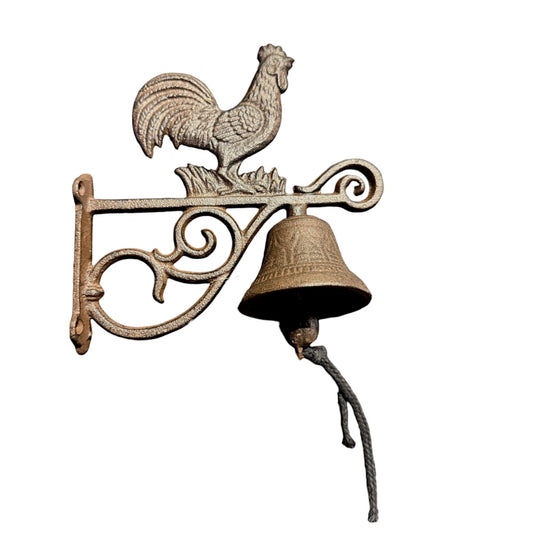 Farmhouse Cast Iron Rooster Doorbell, Rustic Countryside Welcome Chime
