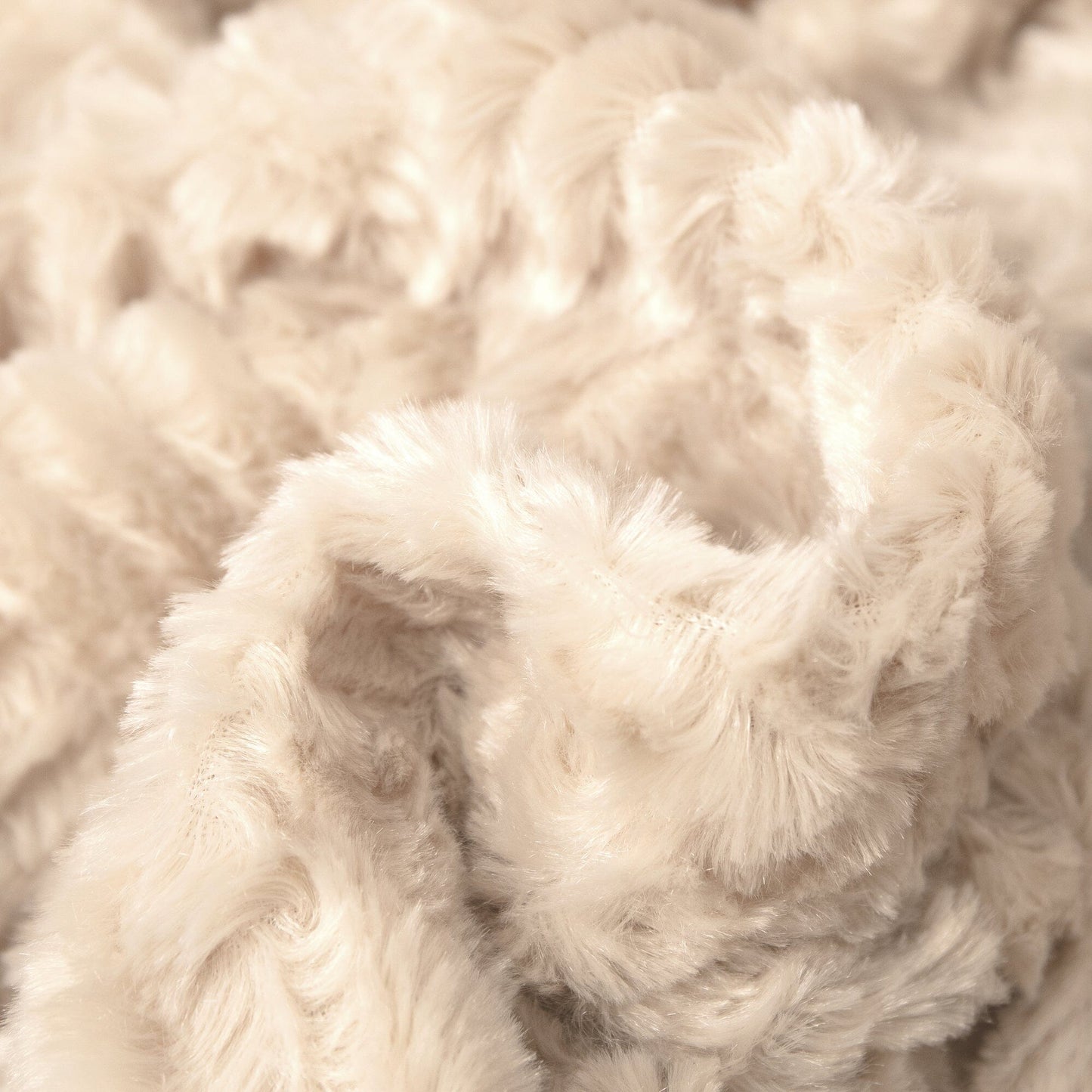 Champagne Ivory Faux Fur Throw Blanket - Dreamy Gold Geometric Embossed Sherpa Backside - Super Soft Warm Cozy Plush Fluffy