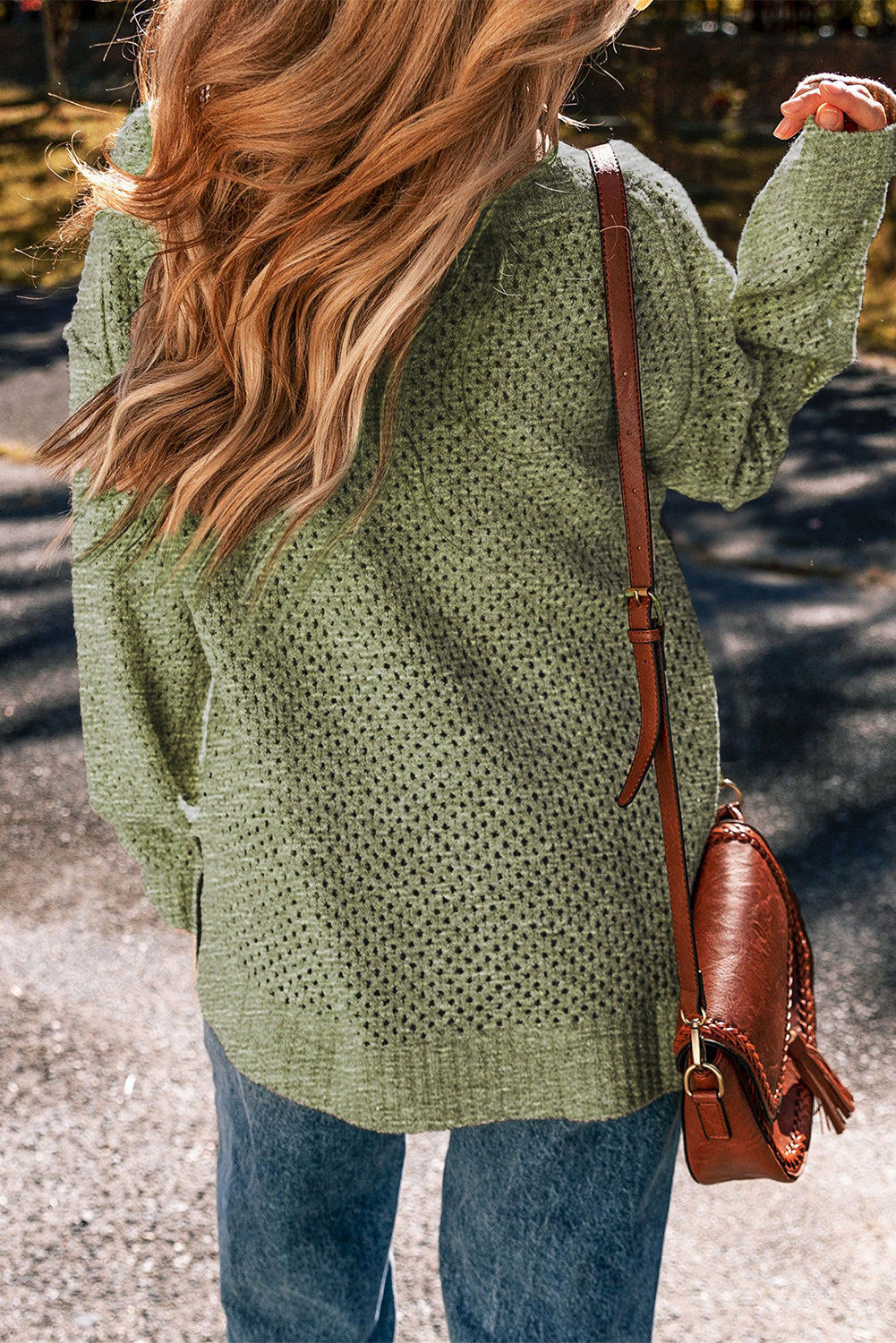 Threaded Pear Juliette Loose Eyelet Shoulder Sweater