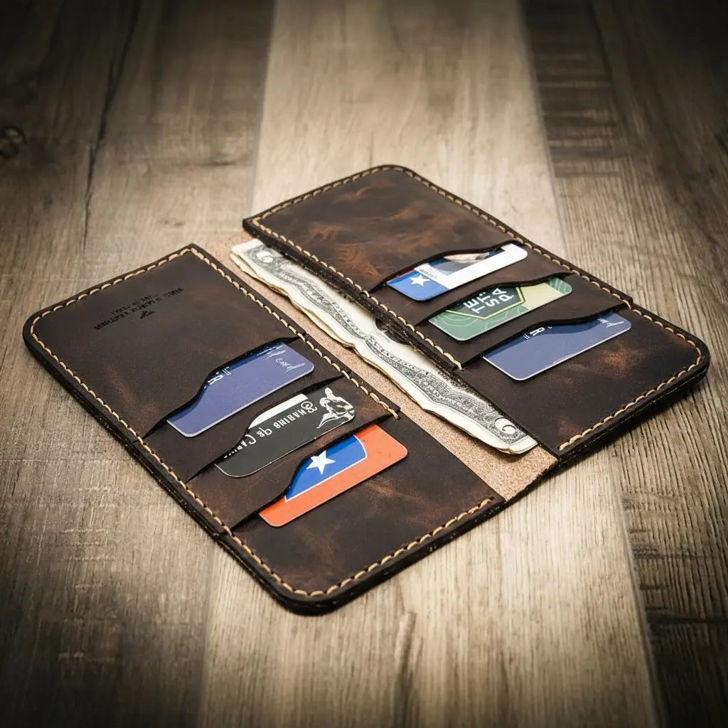 Handmade Full-Grain Leather Long Wallet for Men — Western Long Wallet