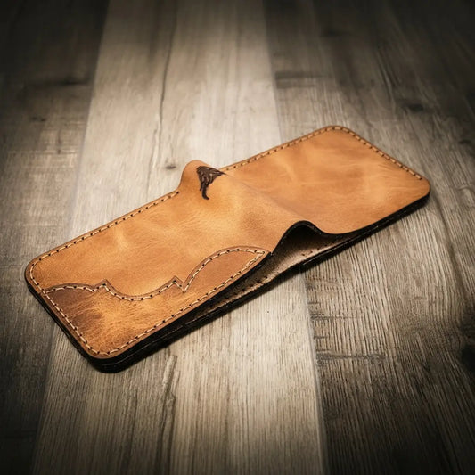 Handmade Full-Grain Leather Bifold Wallet for Men — Western Bifold Wallet