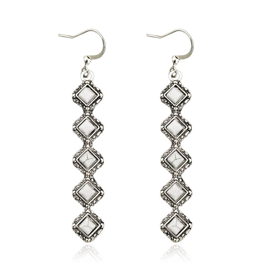 White Turquoise Long Dangle Earring