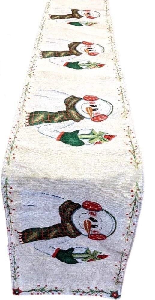 Snowman Holiday Woven Dining Table Runner