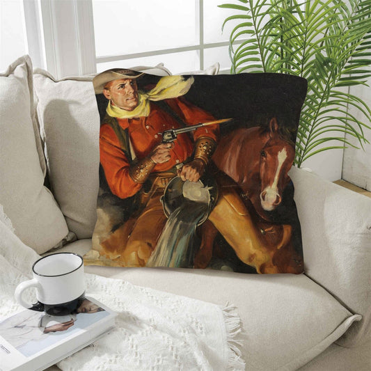Vintage Cowboy Throw Pillow Case