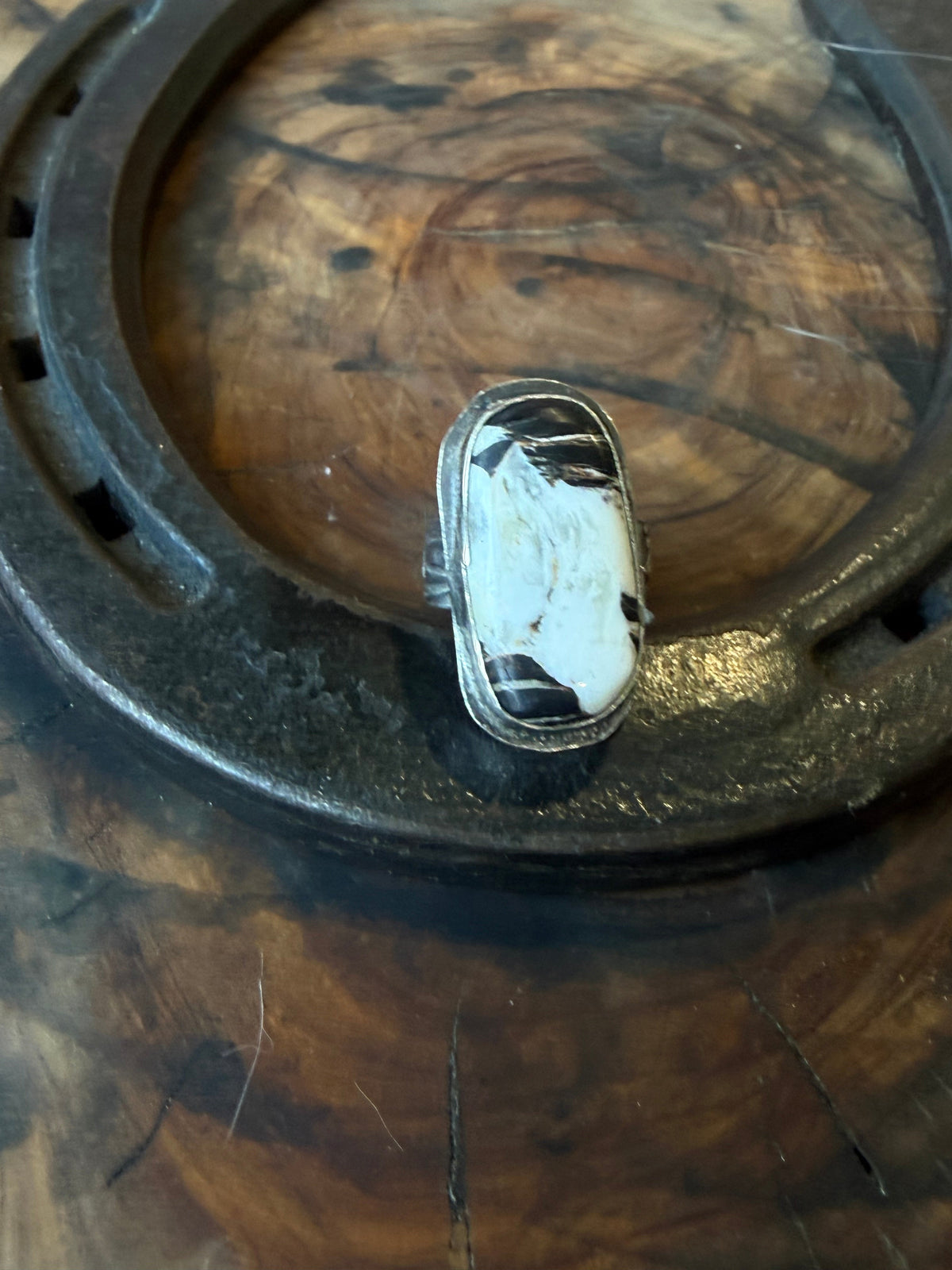 White Buffalo Patterned Silver Ring by Bootleg Silver Co – view 2