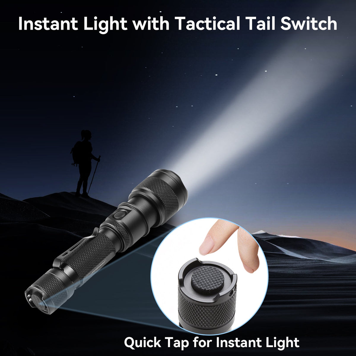 PowerTac FlexBeam 1200 Lumen Zoomable Hunting Flashlight – 700M Range