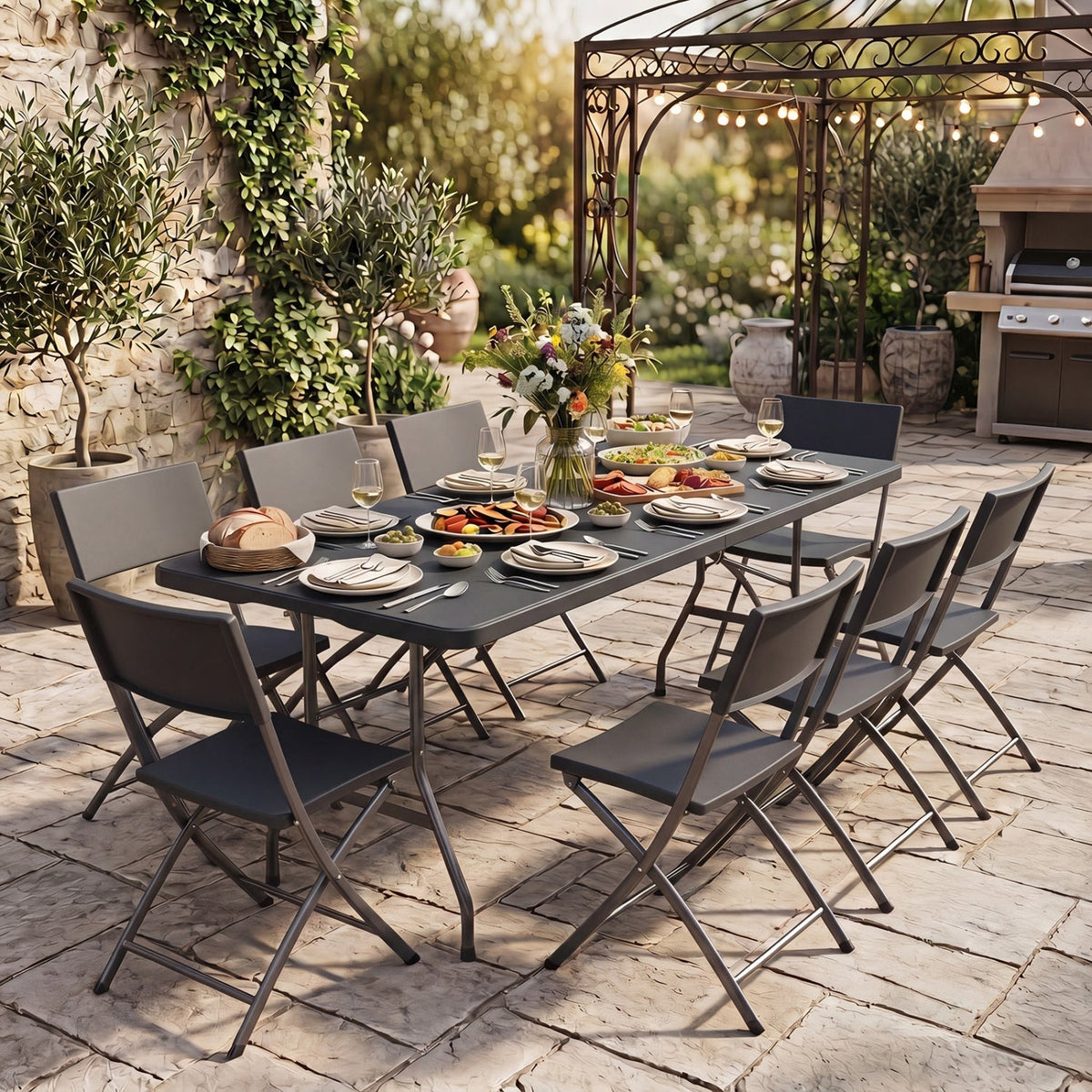 6 FT Folding Camping Table – Fold-in-Half Portable Table