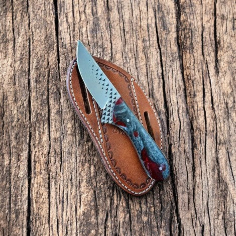 Custom Cowboy Knife with Rasp Steel Blade & Resin Handle