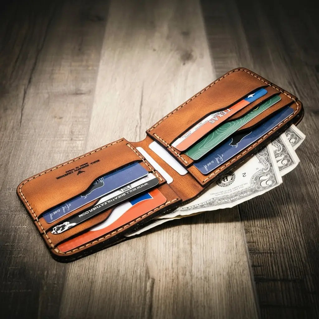 Handmade Full-Grain Leather Bifold Wallet for Men — Big Bend Bifold Wallet