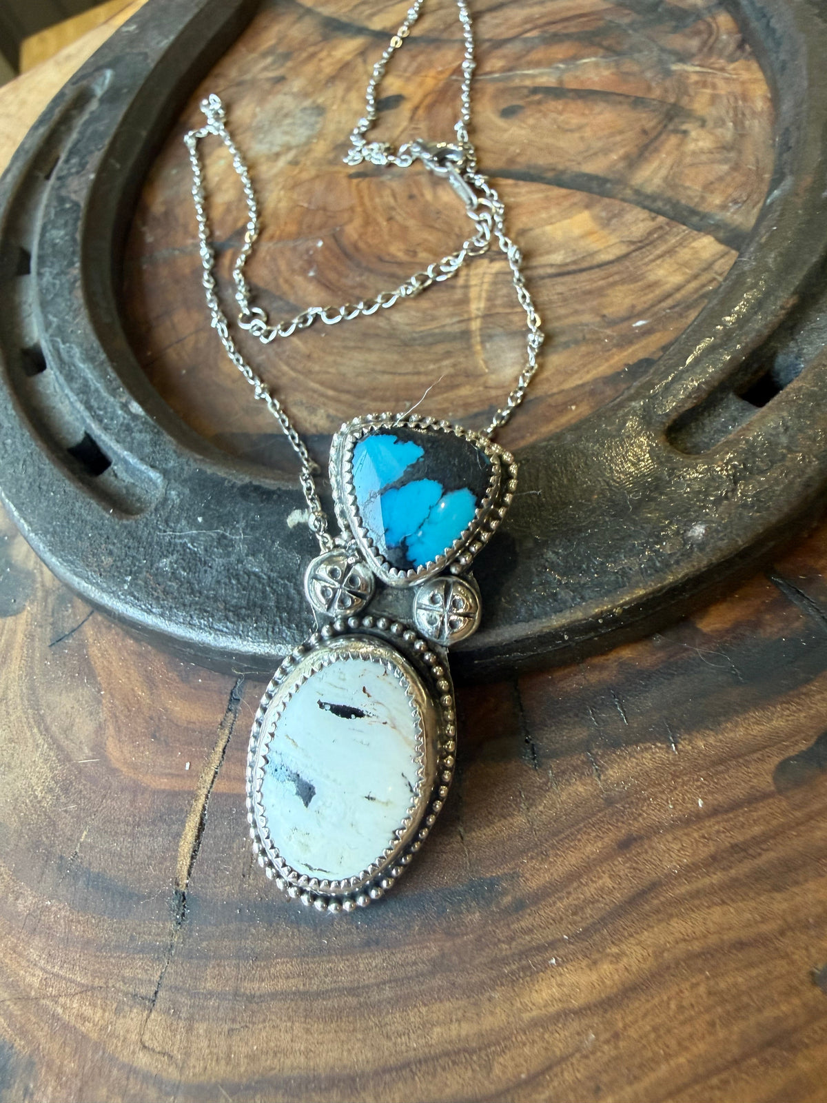White Buffalo & American Turquoise Pendant by Bootleg Silver Co – view 2