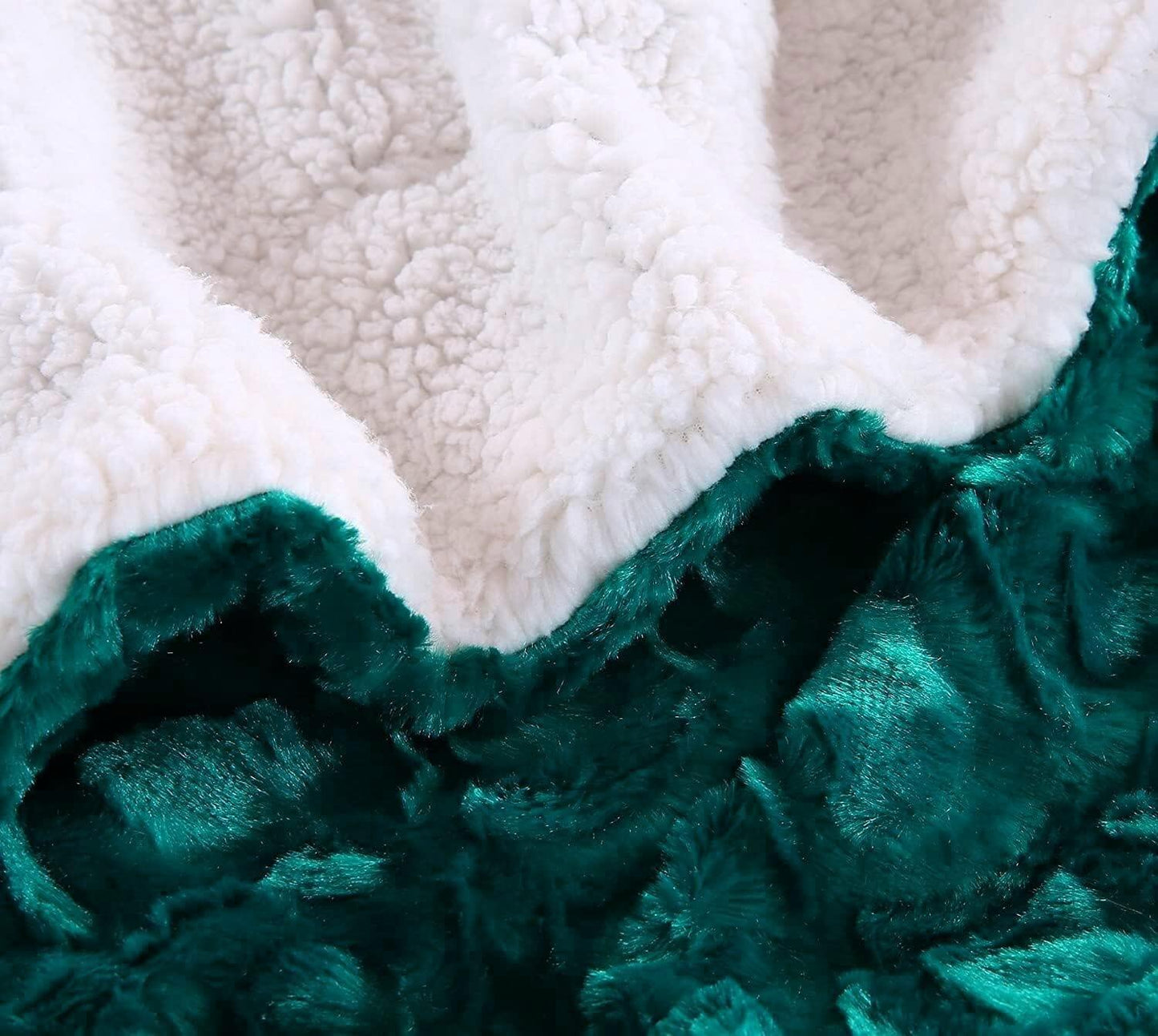 Mermaid Scales Emerald Green Blue w/ Sherpa Backside Faux Fur Throw Blanket