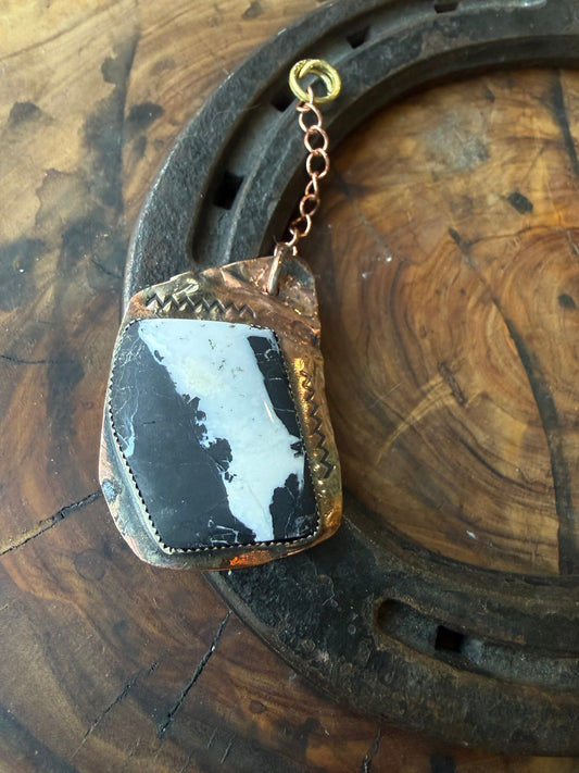 White Buffalo Copper Bag Clip by Bootleg Silver Co, handmade in Arizona