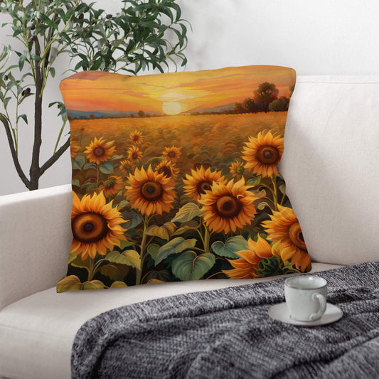 Sunflower Field Throw Pillow Case