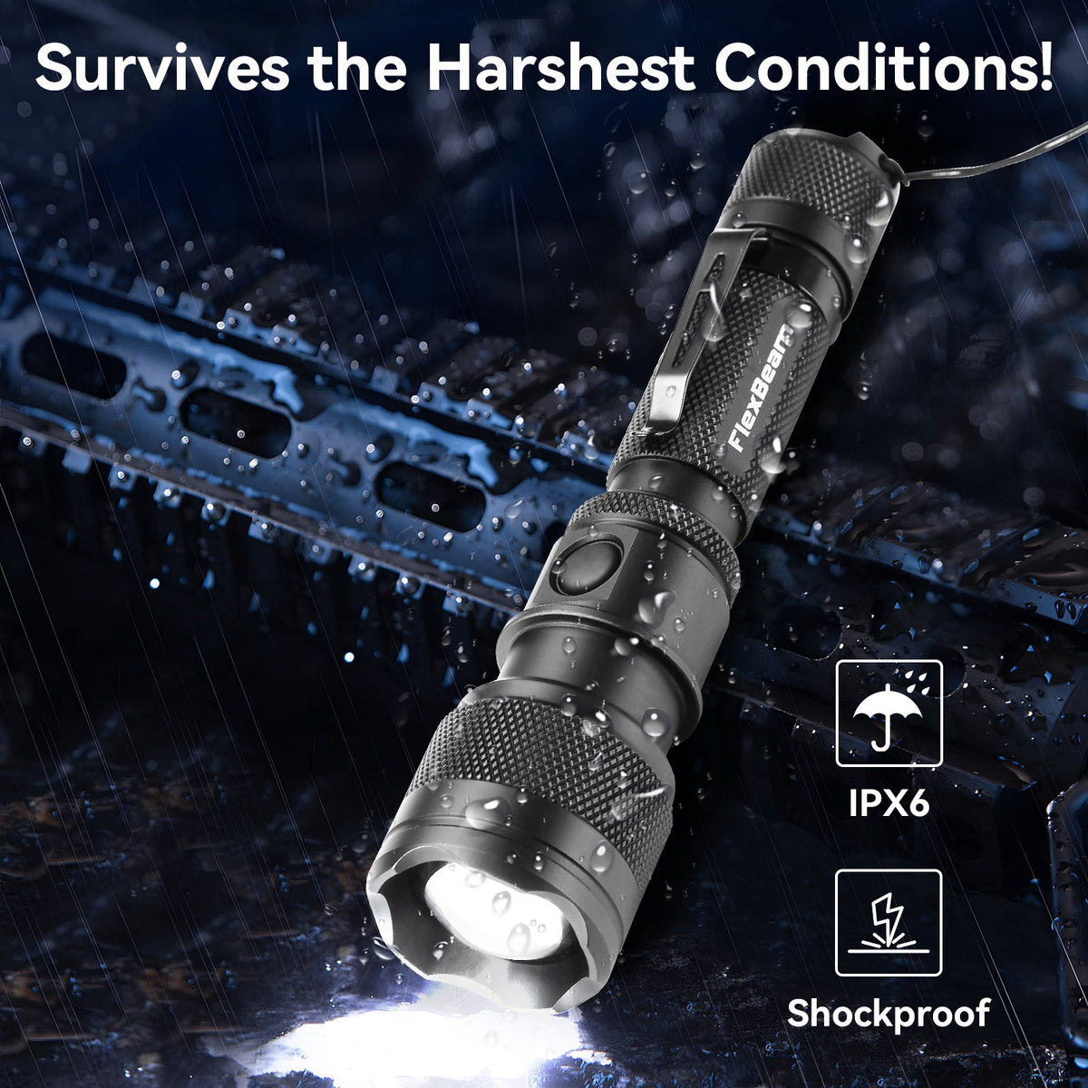 PowerTac FlexBeam 1200 Lumen Zoomable Hunting Flashlight – 700M Range